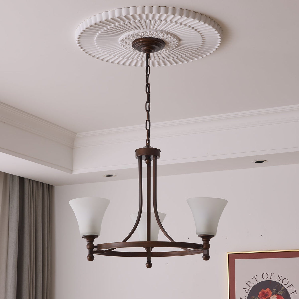 Lustre Rossignol en verre et métal – vue 8