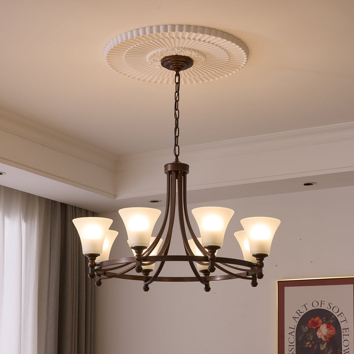 Lustre Rossignol en verre et métal – vue 4