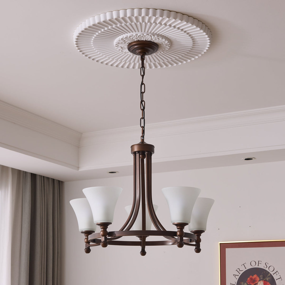 Lustre Rossignol en verre et métal – vue 9