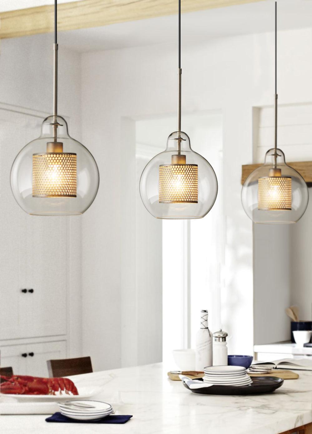 Suspension Nénuphar en verre et métal – vue 8