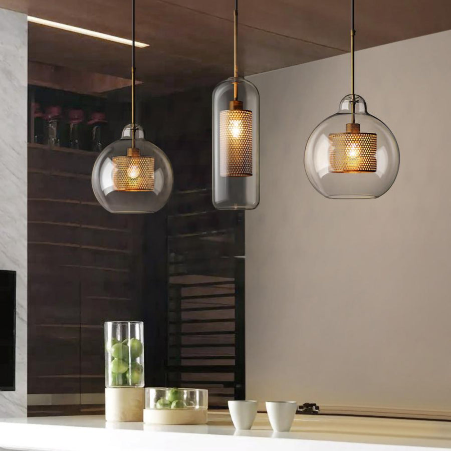 Suspension Nénuphar en verre et métal – vue 4