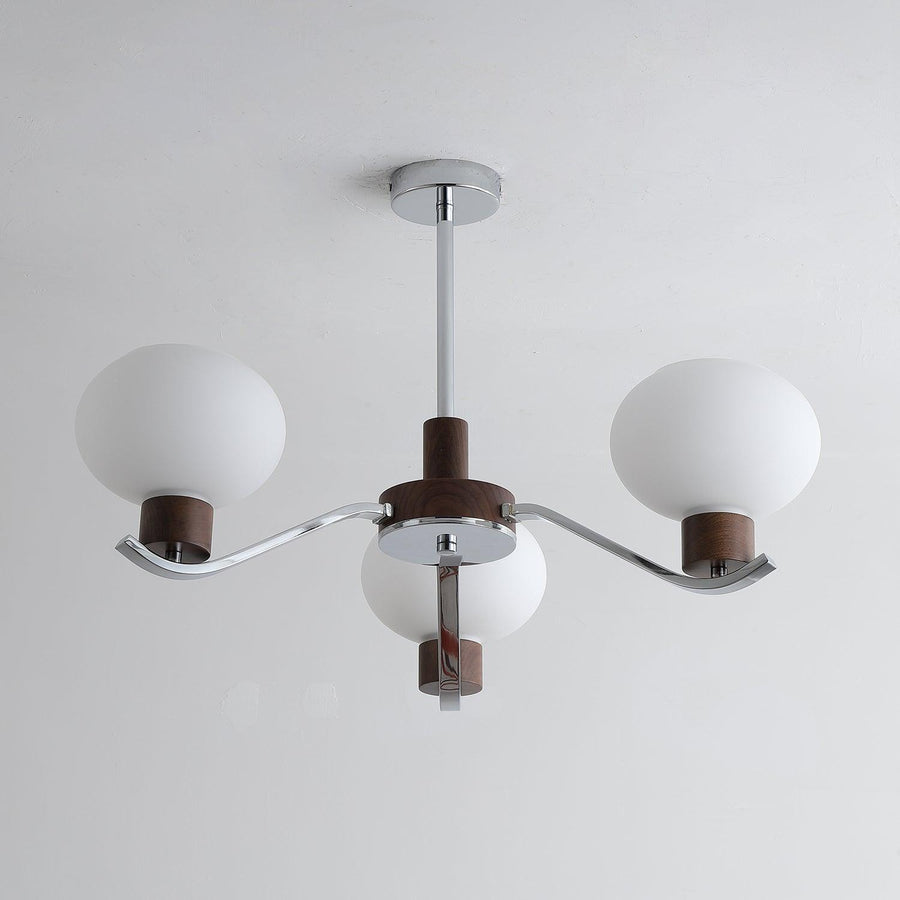 Lustre Amphore en noyer et verre – vue 5