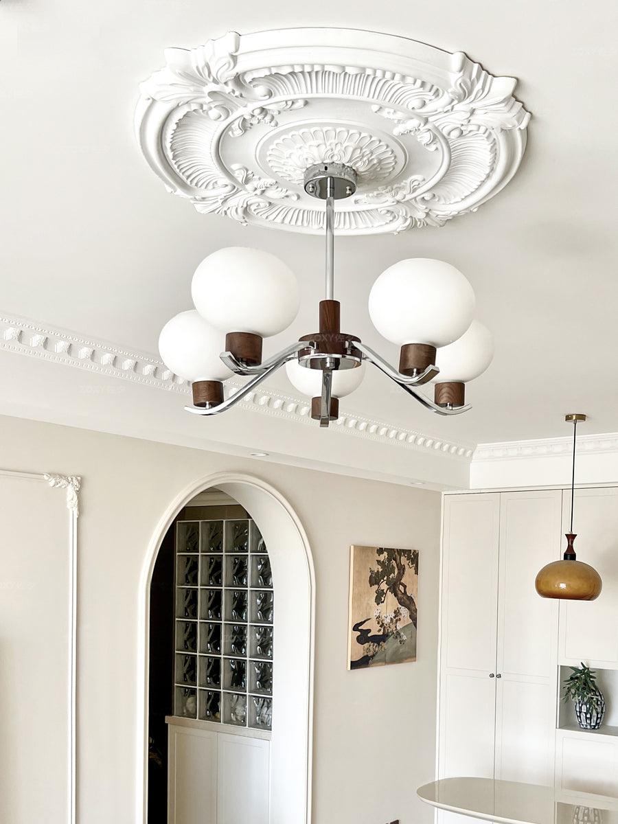 Lustre Amphore en noyer et verre – vue 20
