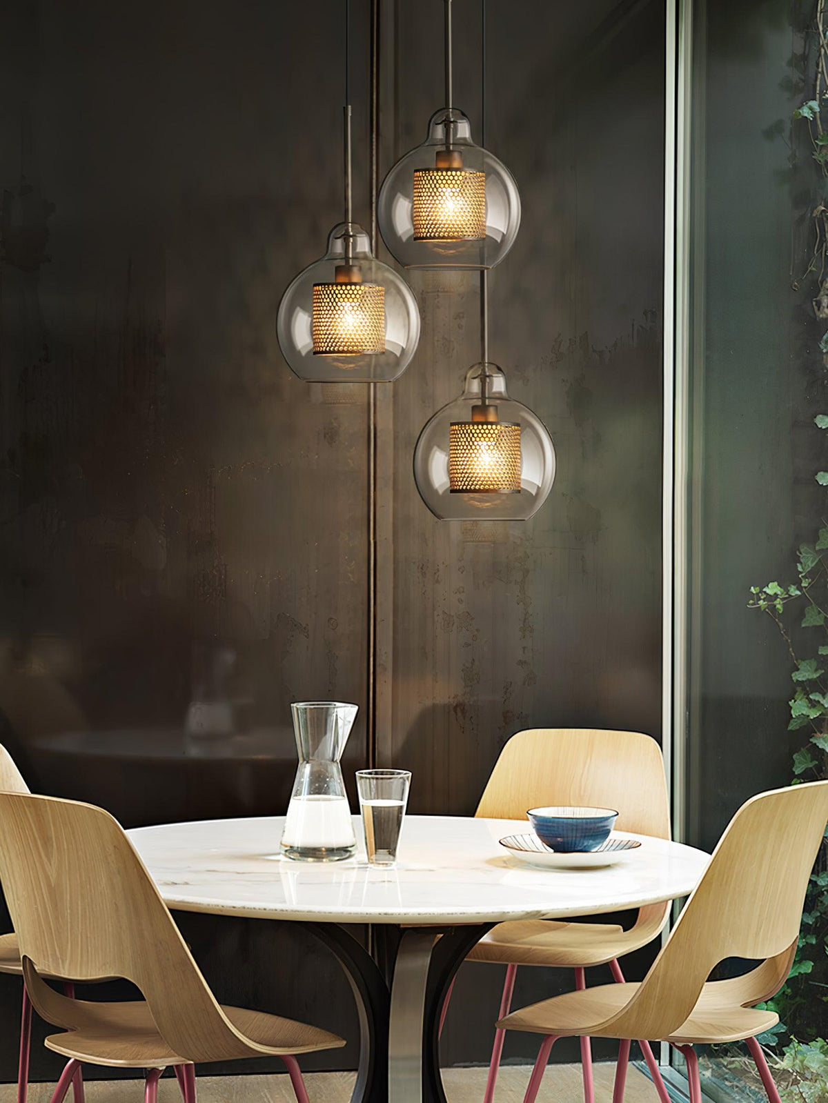 Suspension Nénuphar en verre et métal – vue 19