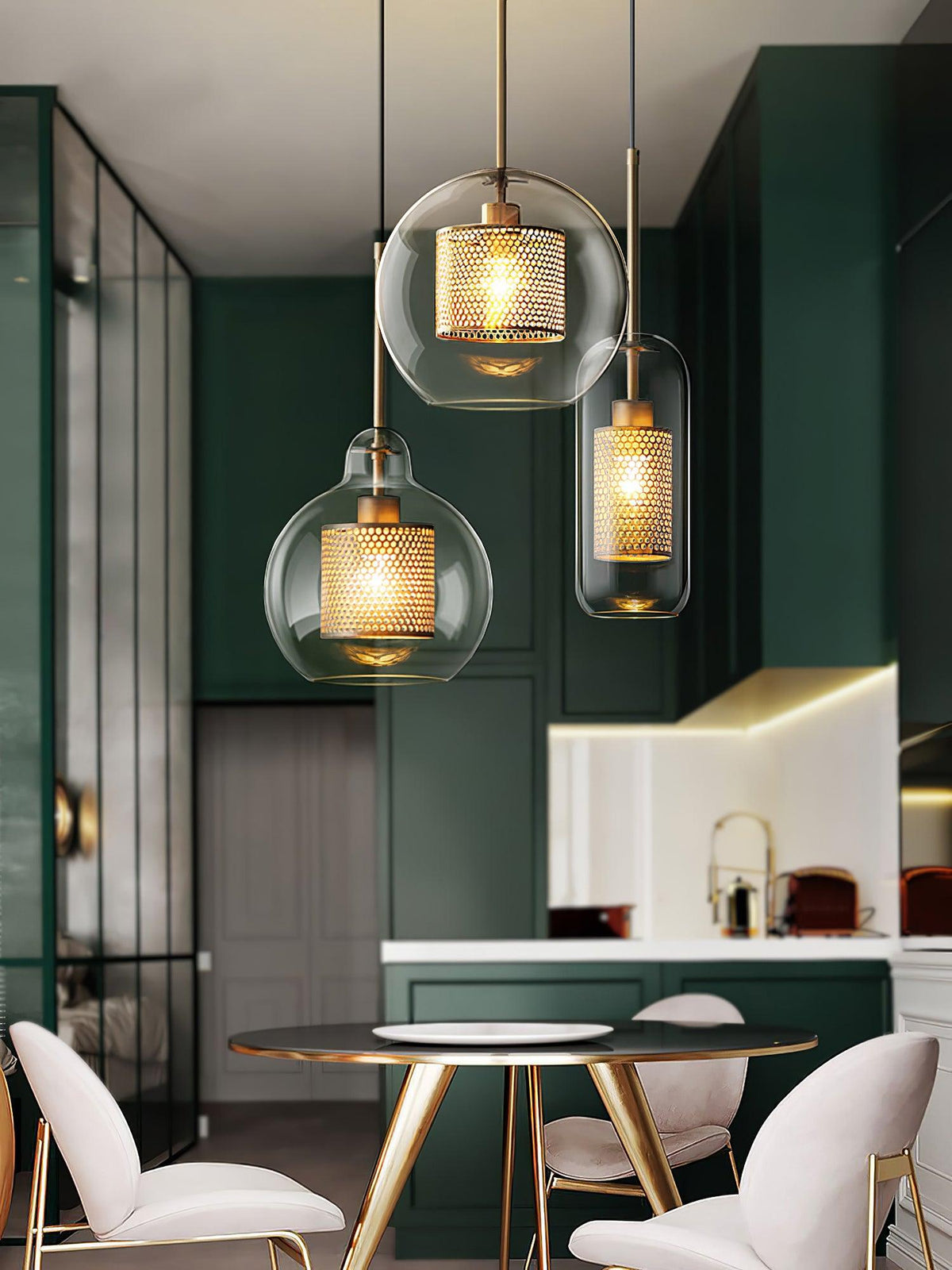 Suspension Nénuphar en verre et métal – vue 20