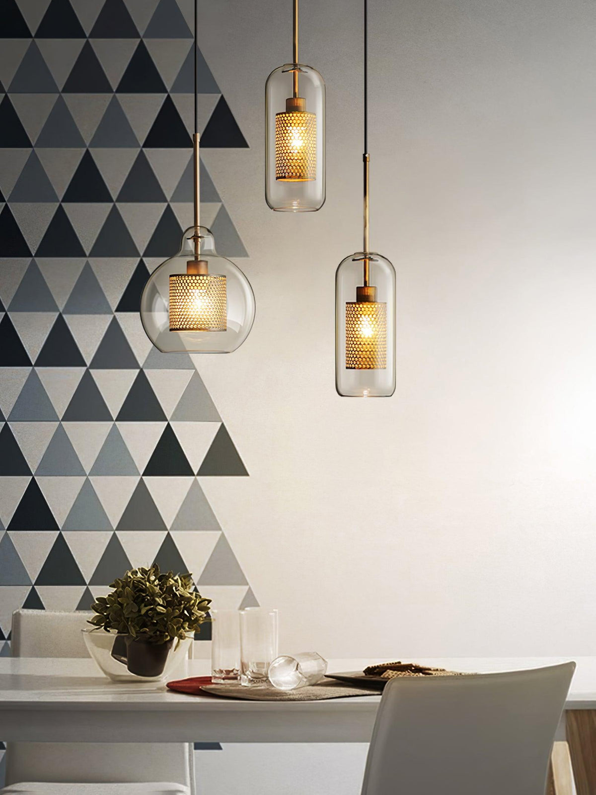 Suspension Nénuphar en verre et métal – vue 21