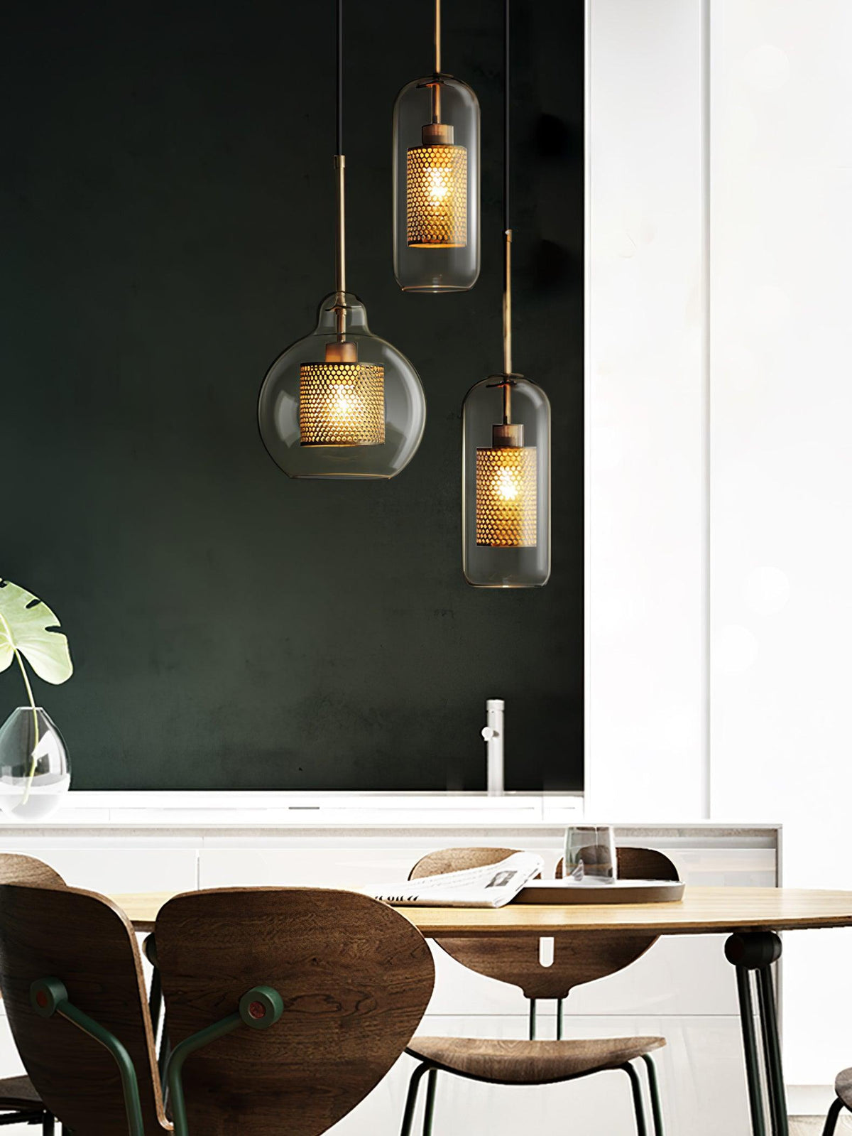 Suspension Nénuphar en verre et métal – vue 26