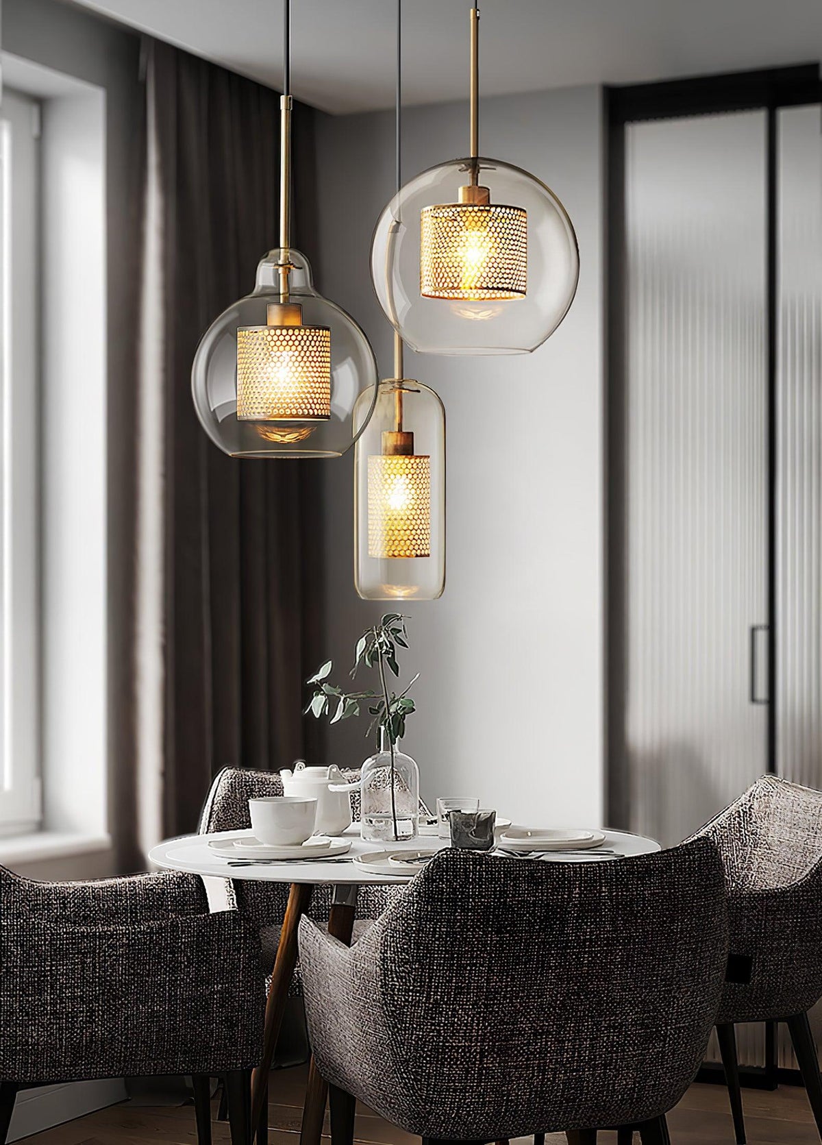 Suspension Nénuphar en verre et métal – vue 27