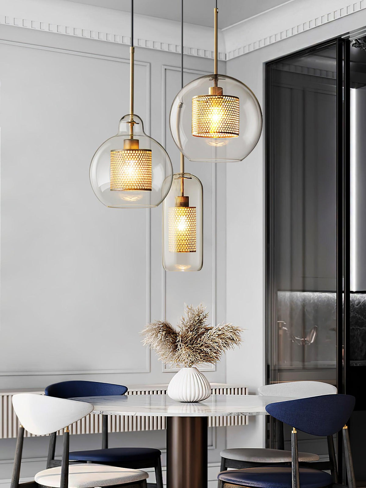 Suspension Nénuphar en verre et métal – vue 30