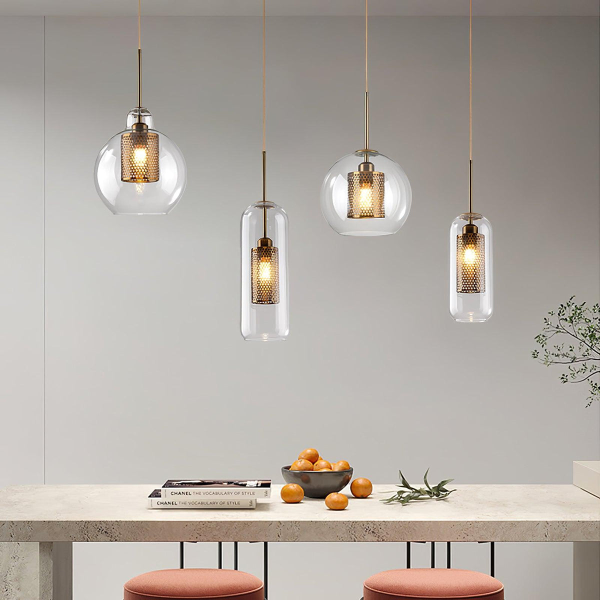 Suspension Nénuphar en verre et métal – vue 32