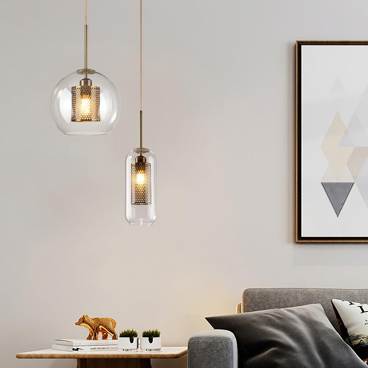Suspension Nénuphar en verre et métal – vue 35