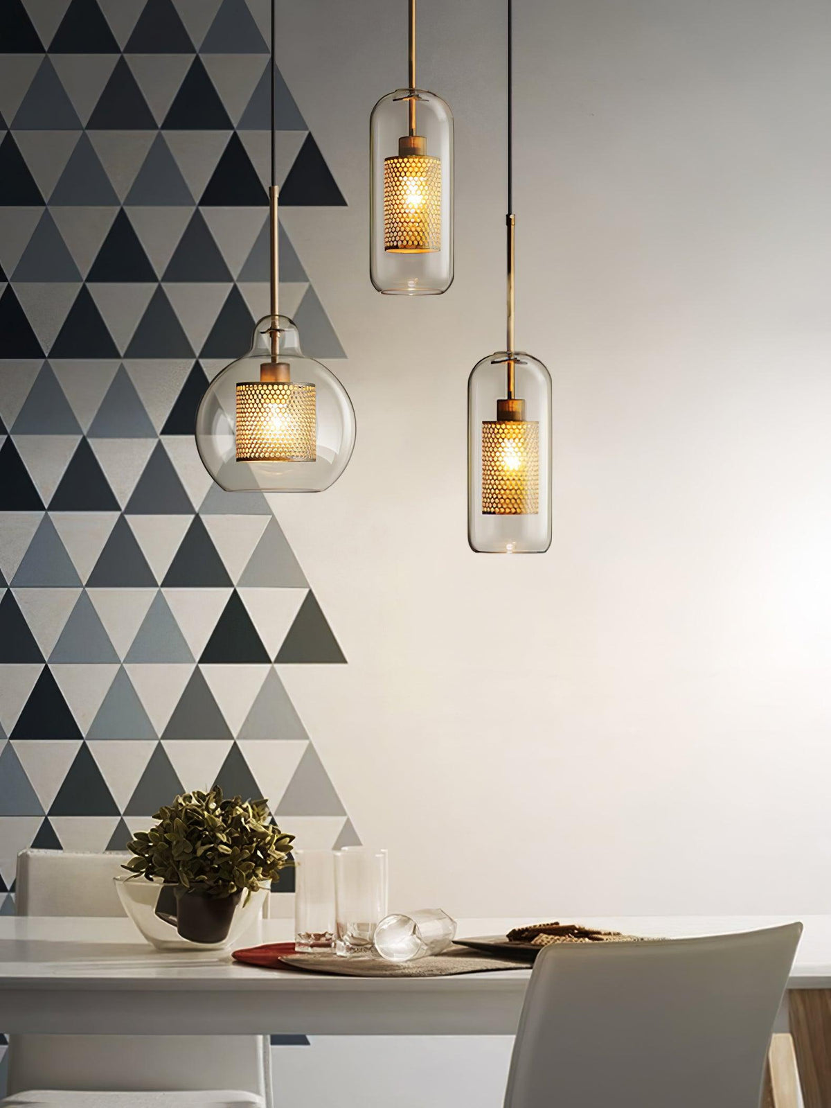 Suspension Nénuphar en verre et métal – vue 41