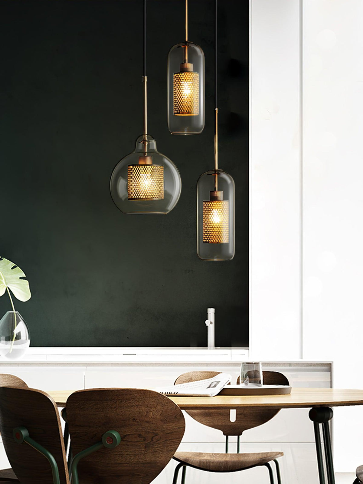Suspension Nénuphar en verre et métal – vue 48