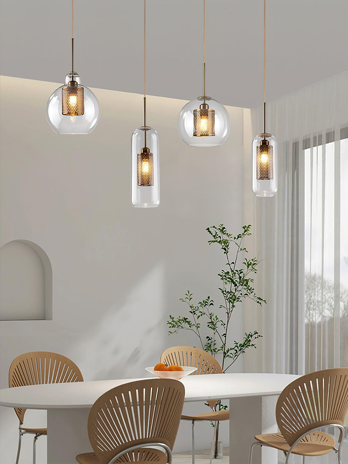 Suspension Nénuphar en verre et métal – vue 49