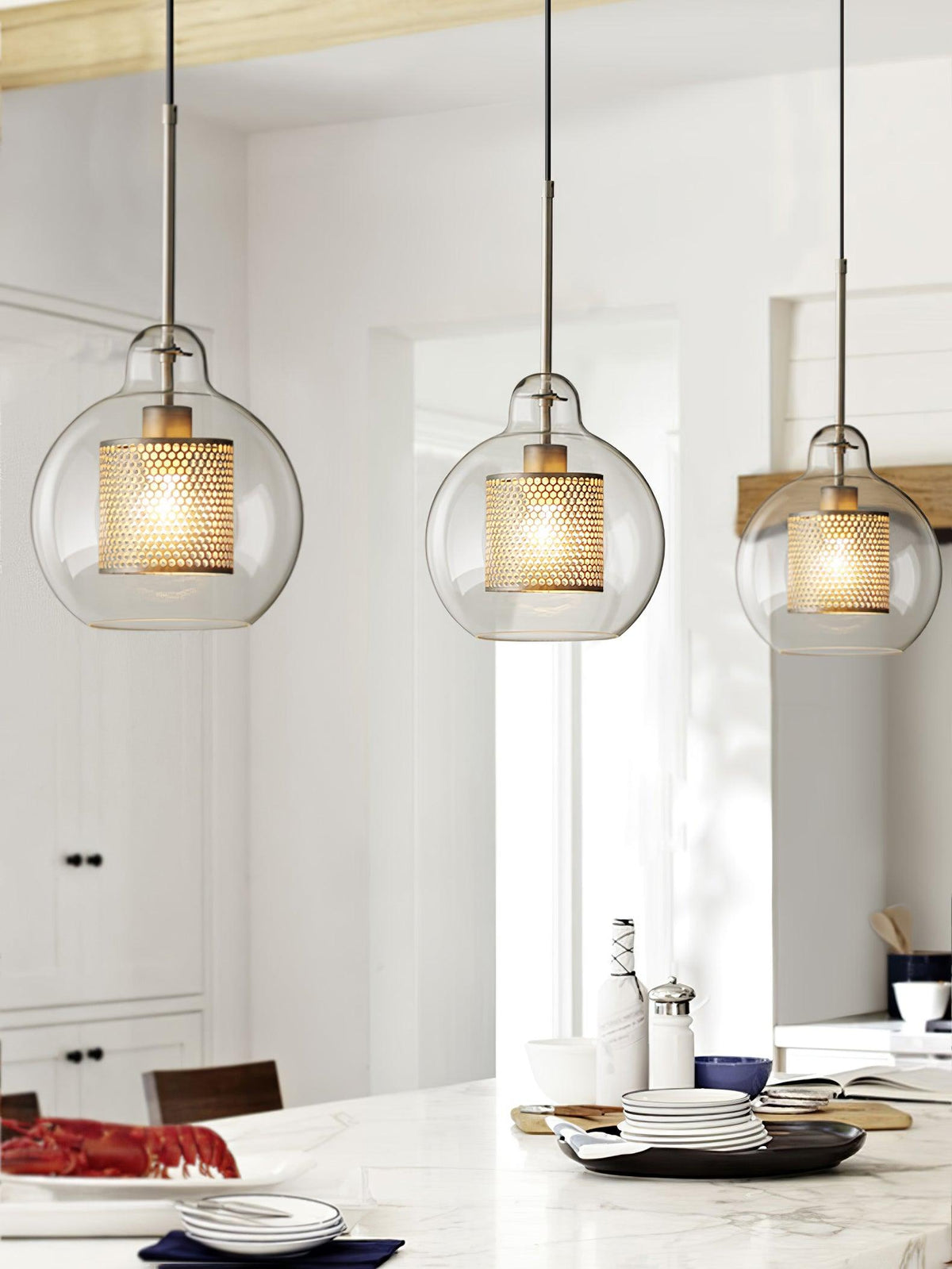 Suspension Nénuphar en verre et métal – vue 61