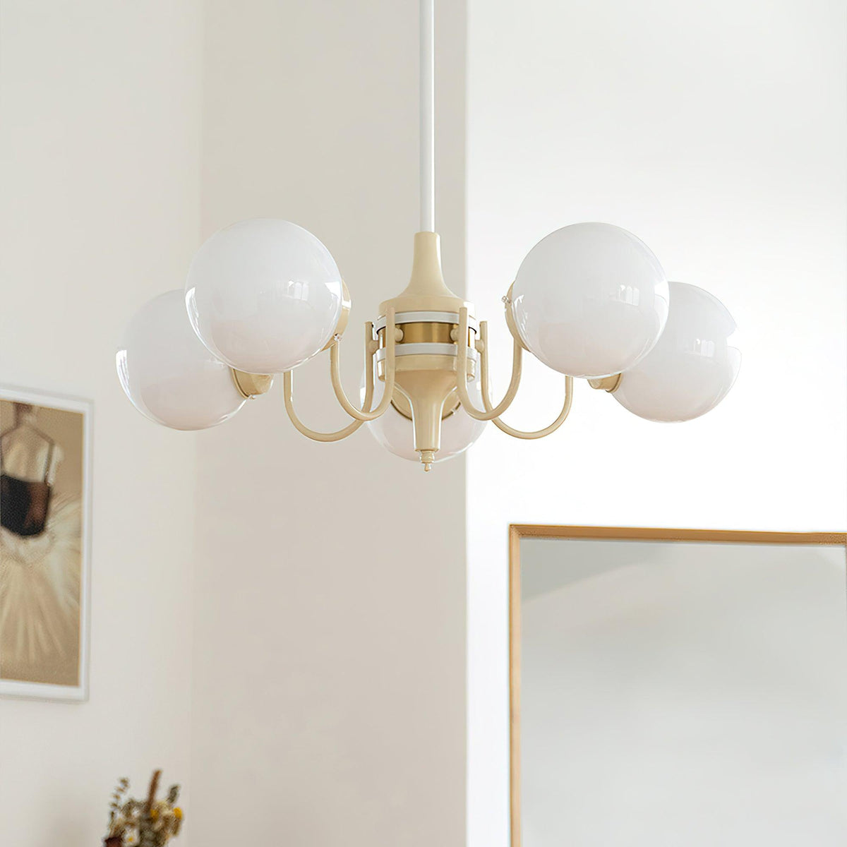 Lustre Loriot en verre et métal – vue 22