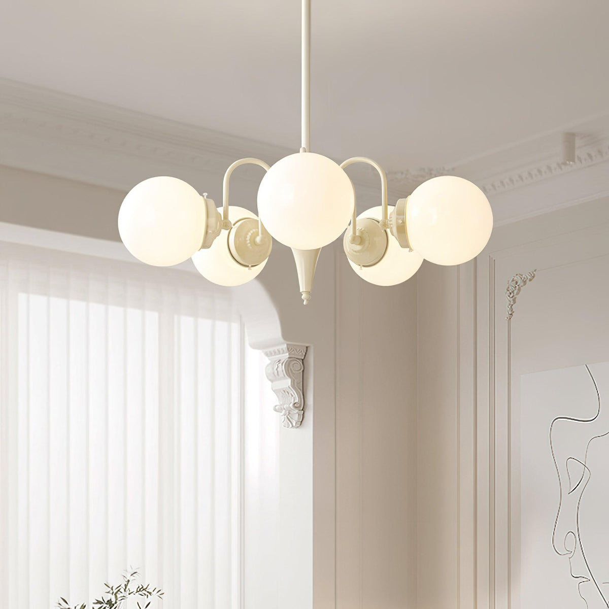 Lustre Loriot en verre et métal – vue 17
