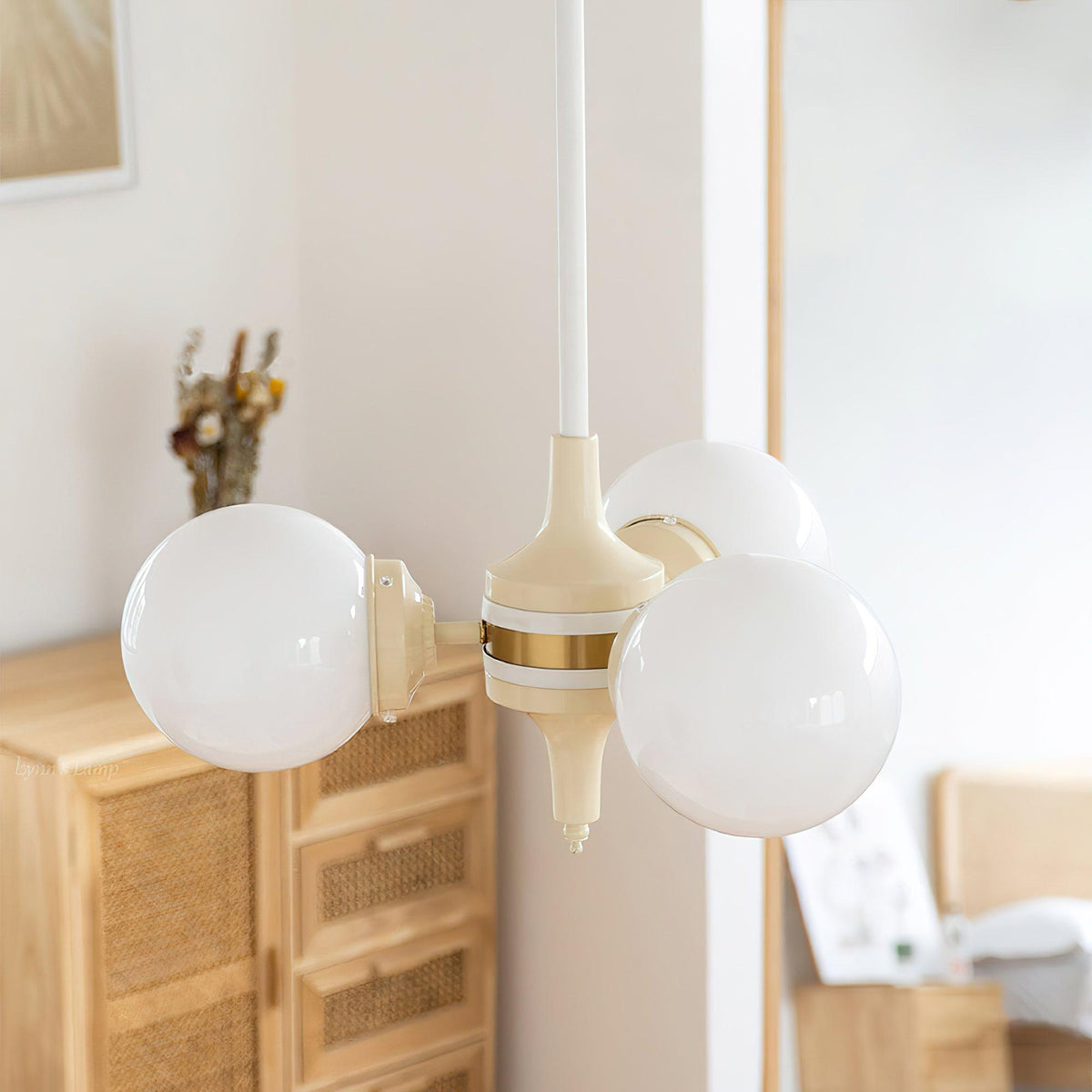 Lustre Loriot en verre et métal – vue 12