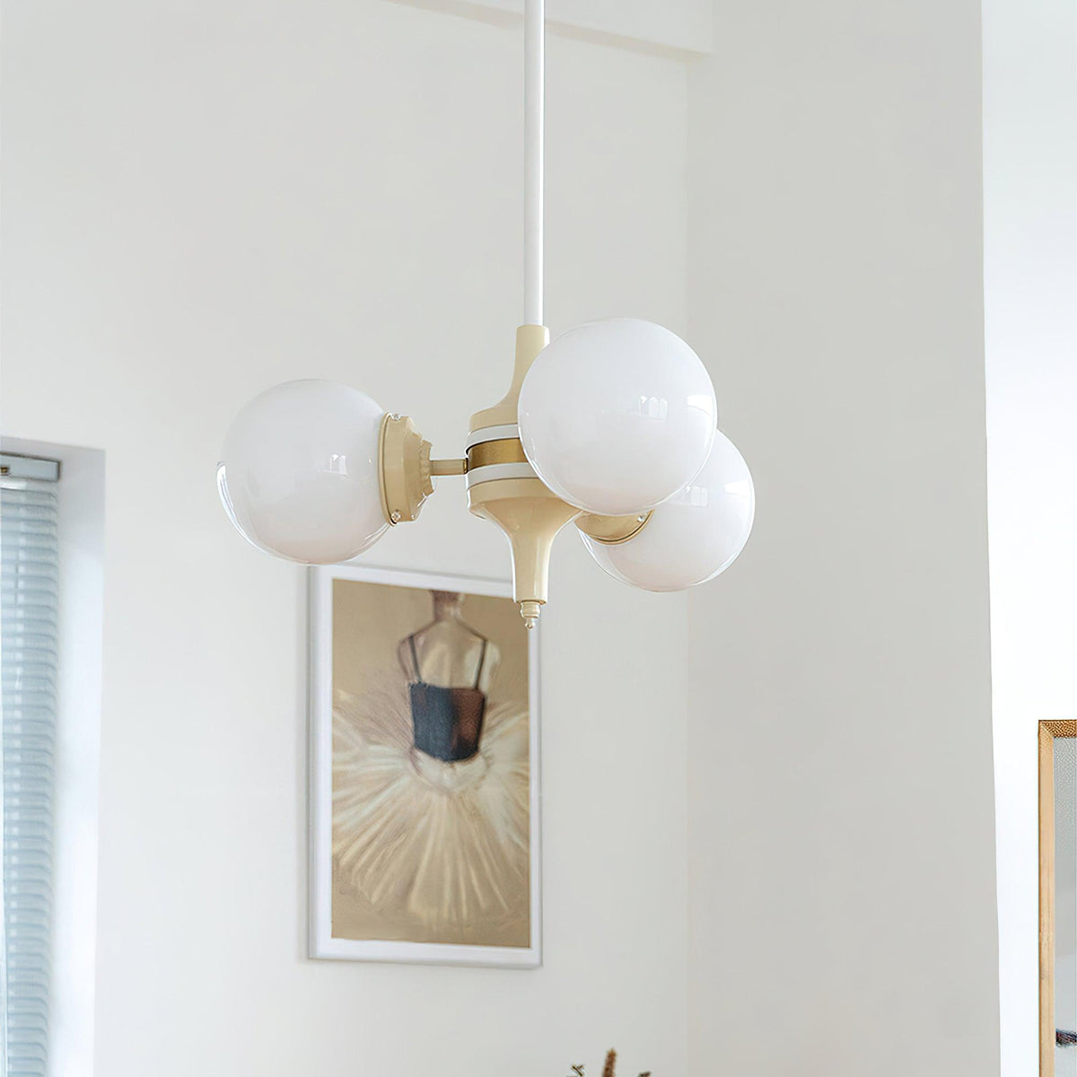 Lustre Loriot en verre et métal – vue 23