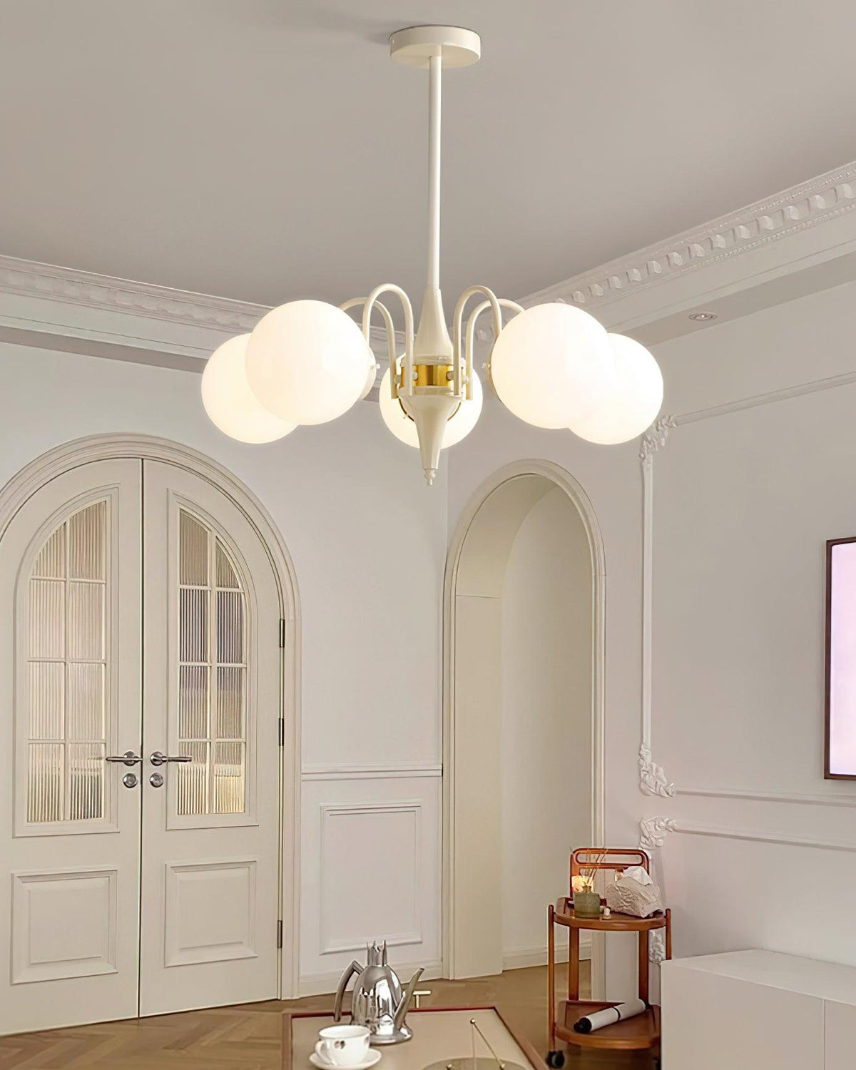 Lustre Loriot en verre et métal – vue 19