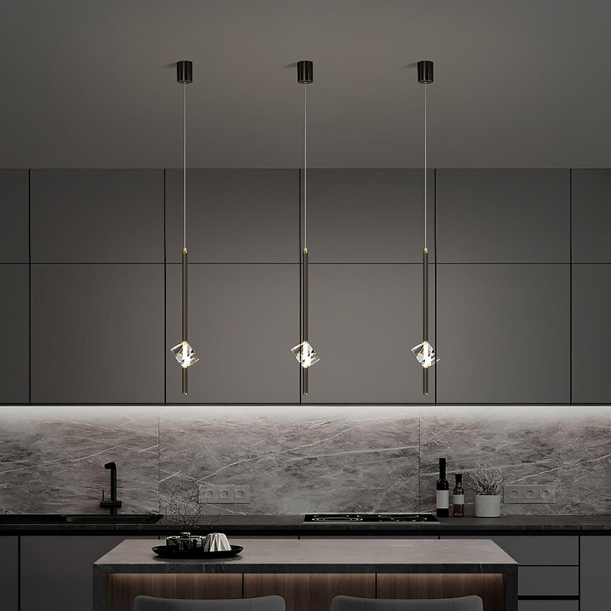 Suspension Verrière en cristal et aluminium – vue 17