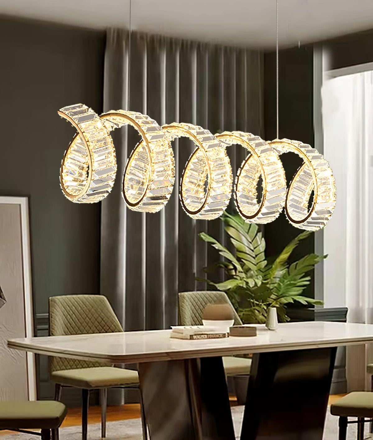 Lustre Jonquille en cristal et métal – vue 35
