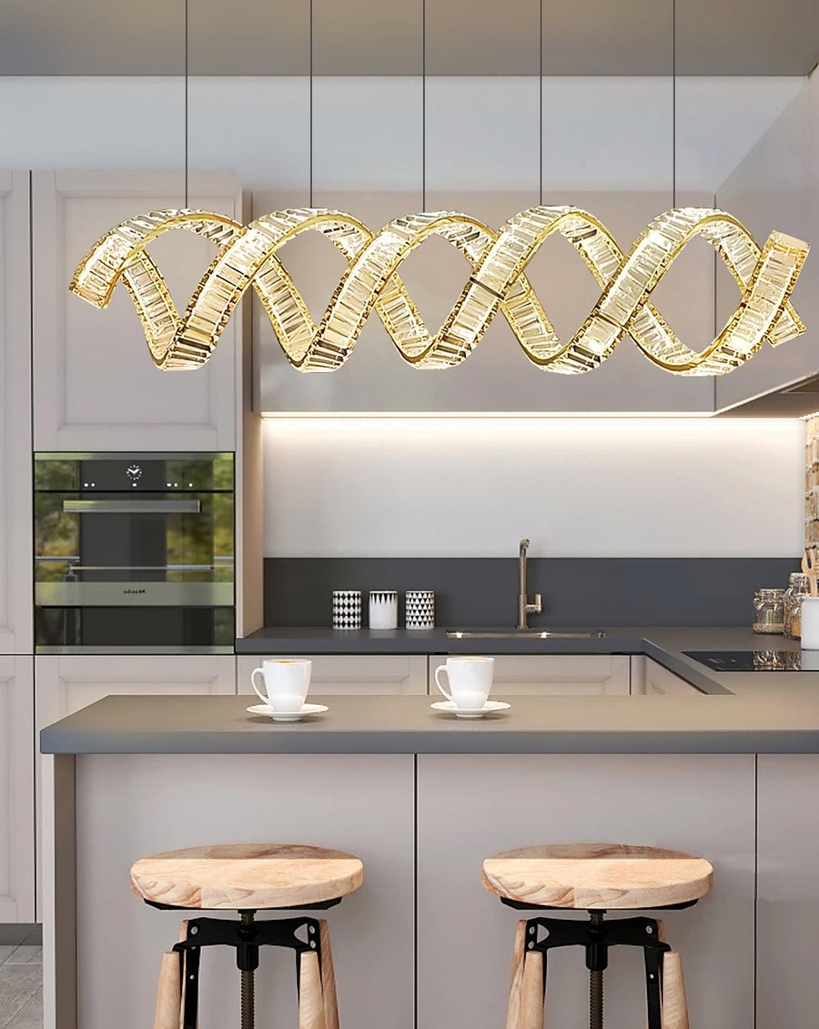 Lustre Jonquille en cristal et métal – vue 2