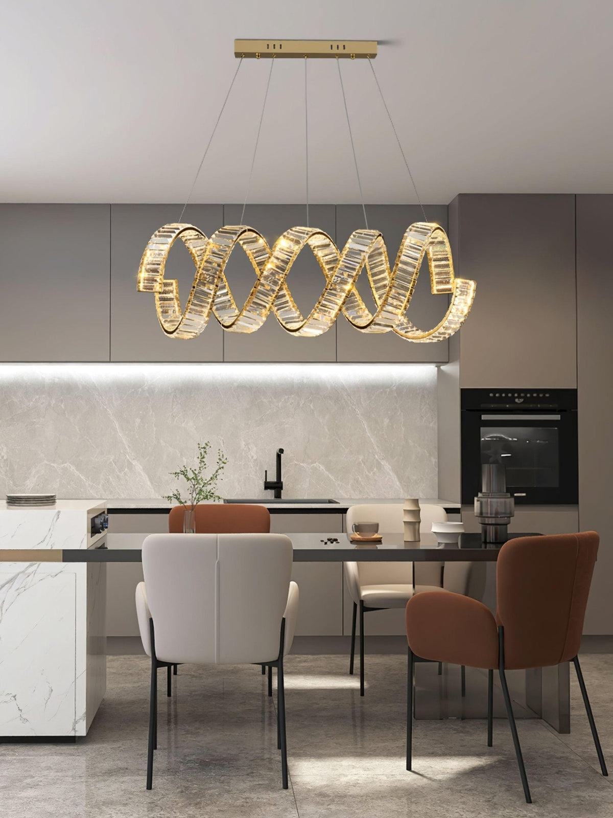 Lustre Jonquille en cristal et métal – vue 6