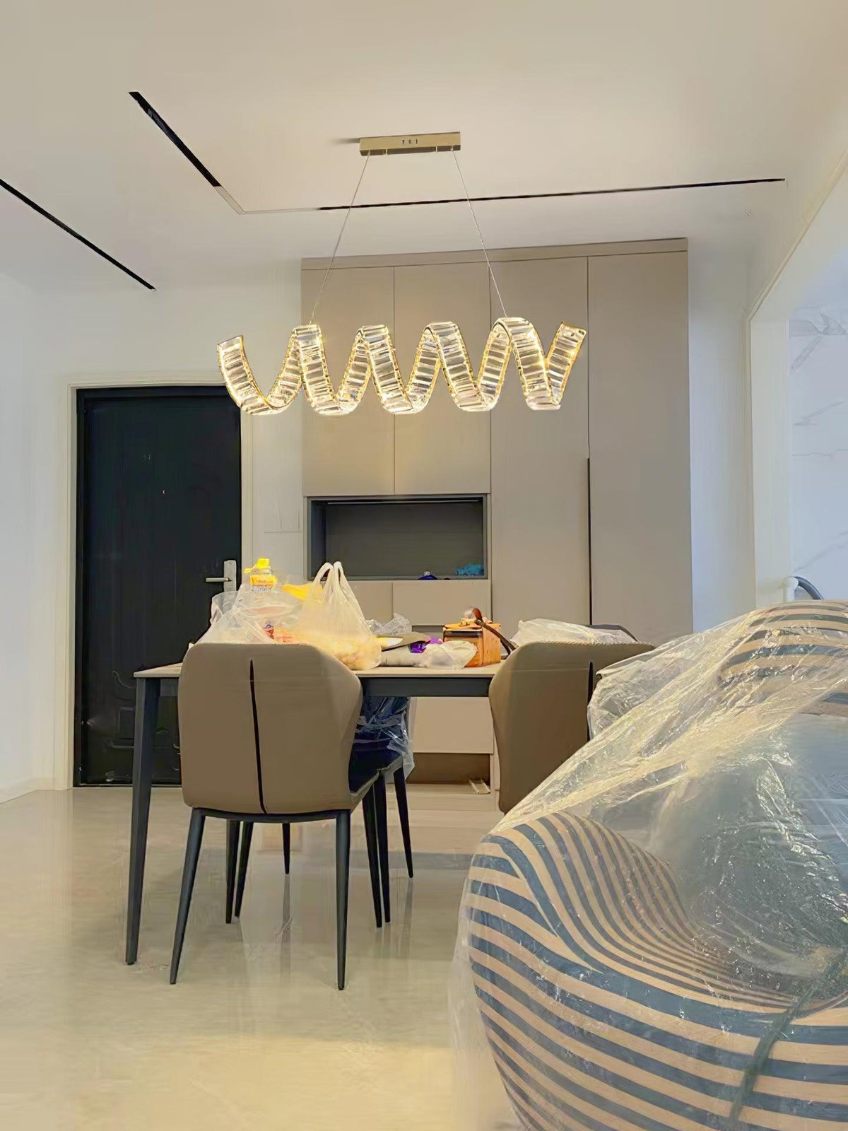 Lustre Jonquille en cristal et métal – vue 7