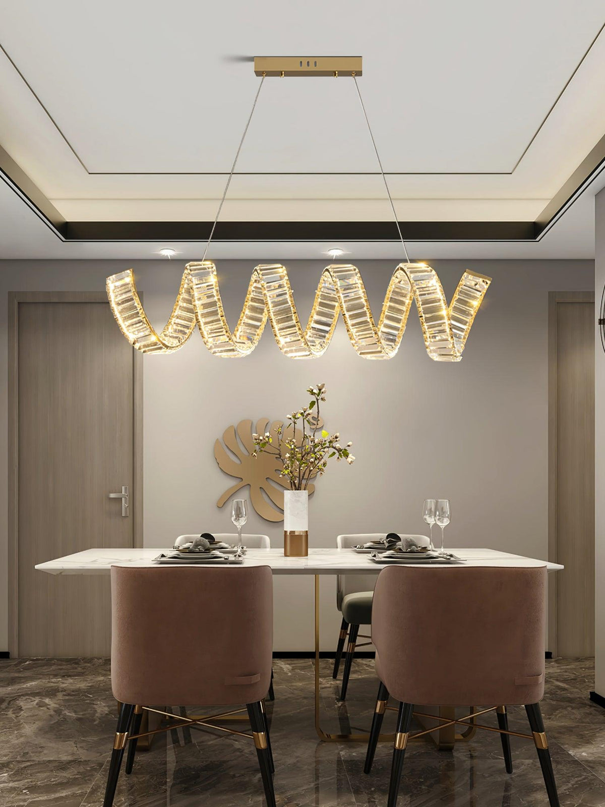 Lustre Jonquille en cristal et métal – vue 8