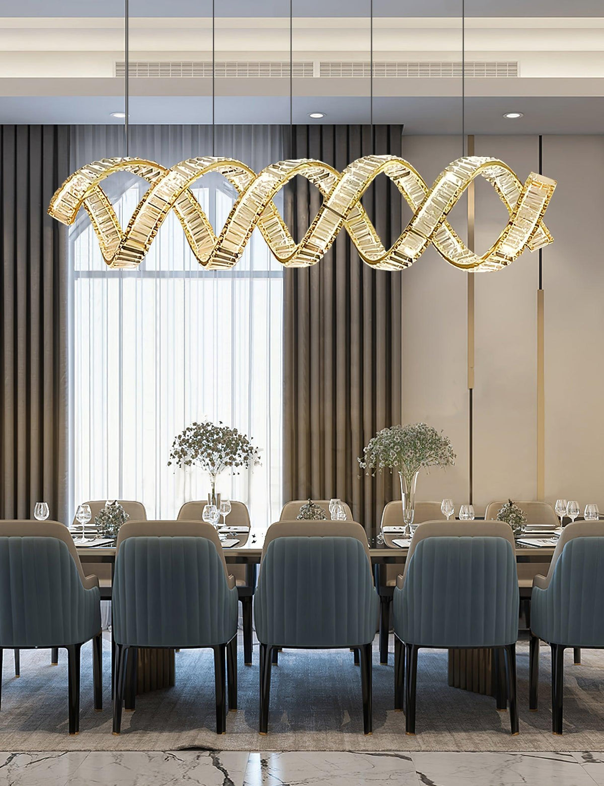 Lustre Jonquille en cristal et métal – vue 9