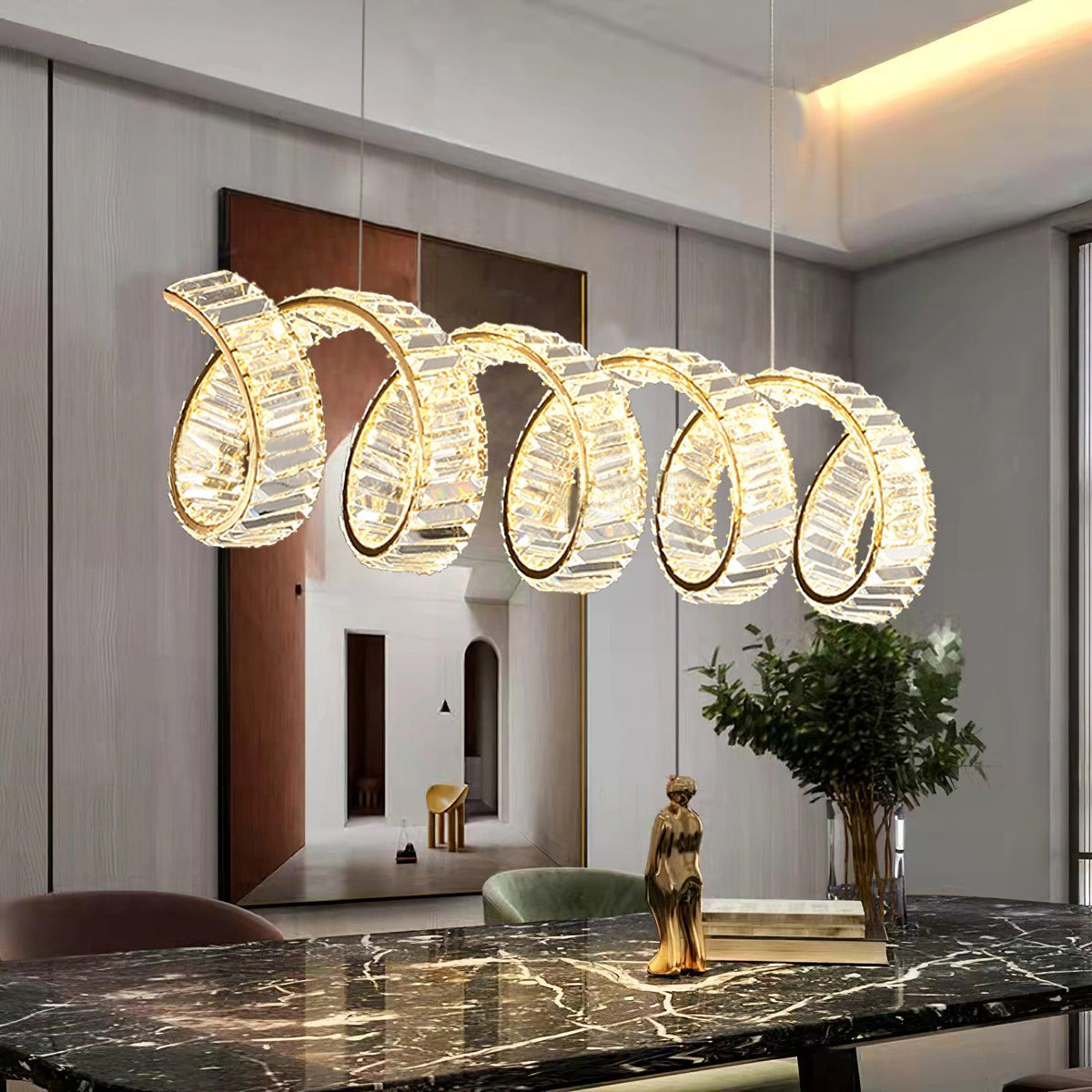 Lustre Jonquille en cristal et métal – vue 27