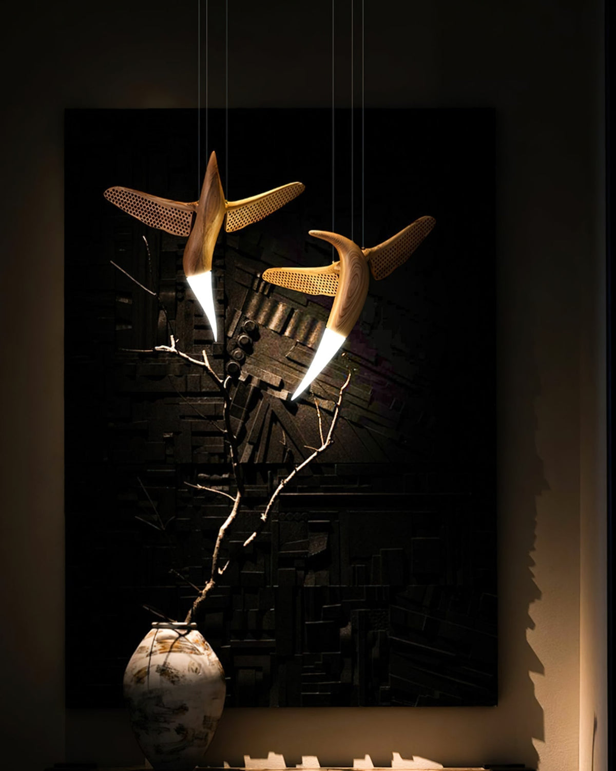 Lustre Nautile en bois et métal – vue 14