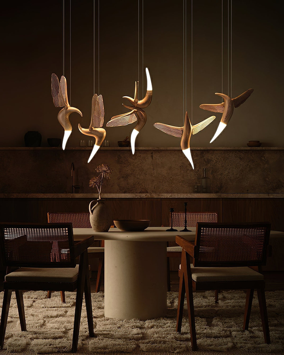 Lustre Nautile en bois et métal – vue 55