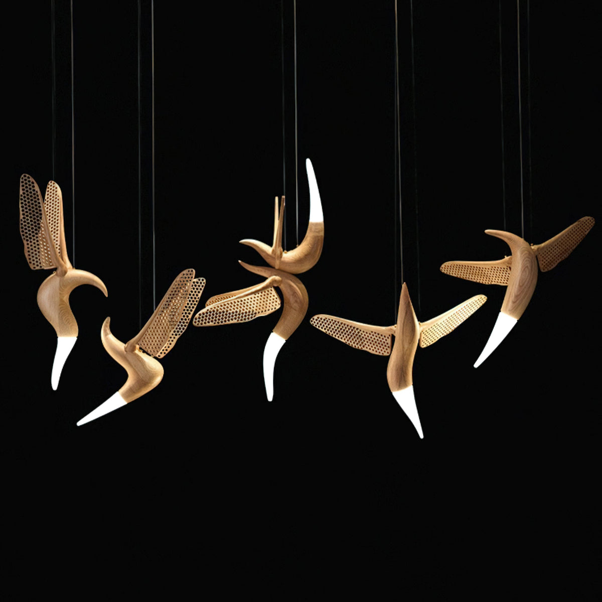 Lustre Nautile en bois et métal – vue 29