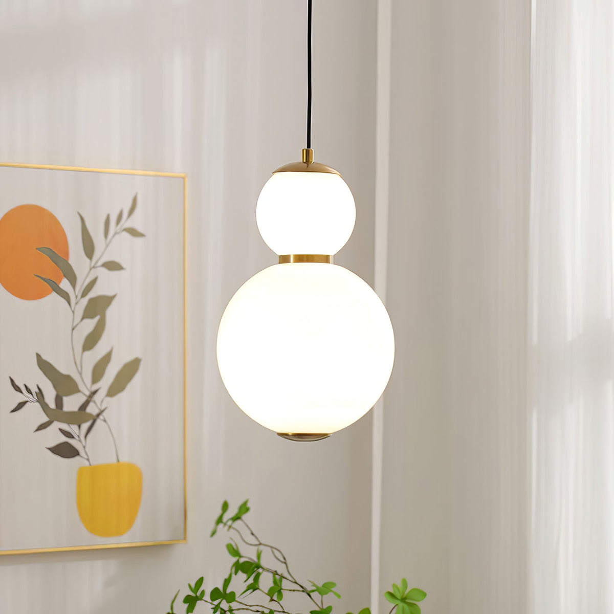 Suspension Séquoia en verre et métal – vue 7