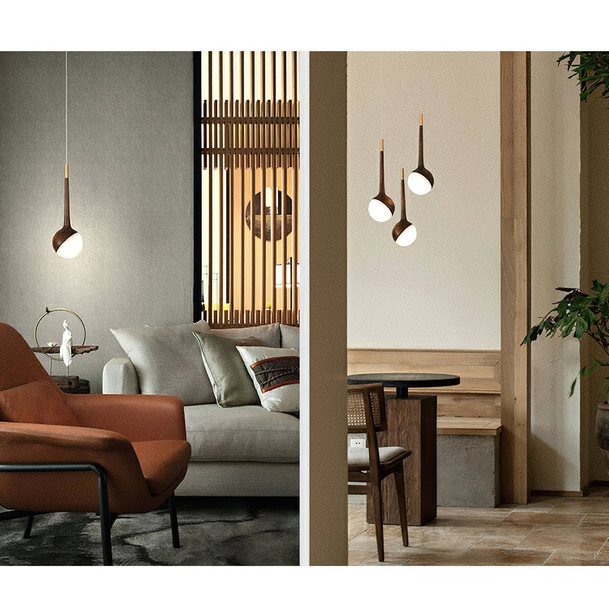 Lustre Corinne en bois et métal – vue 6