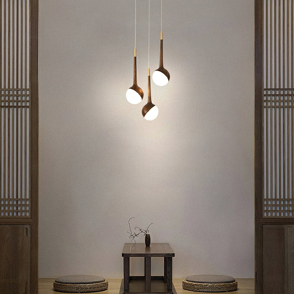 Lustre Corinne en bois et métal – vue 2