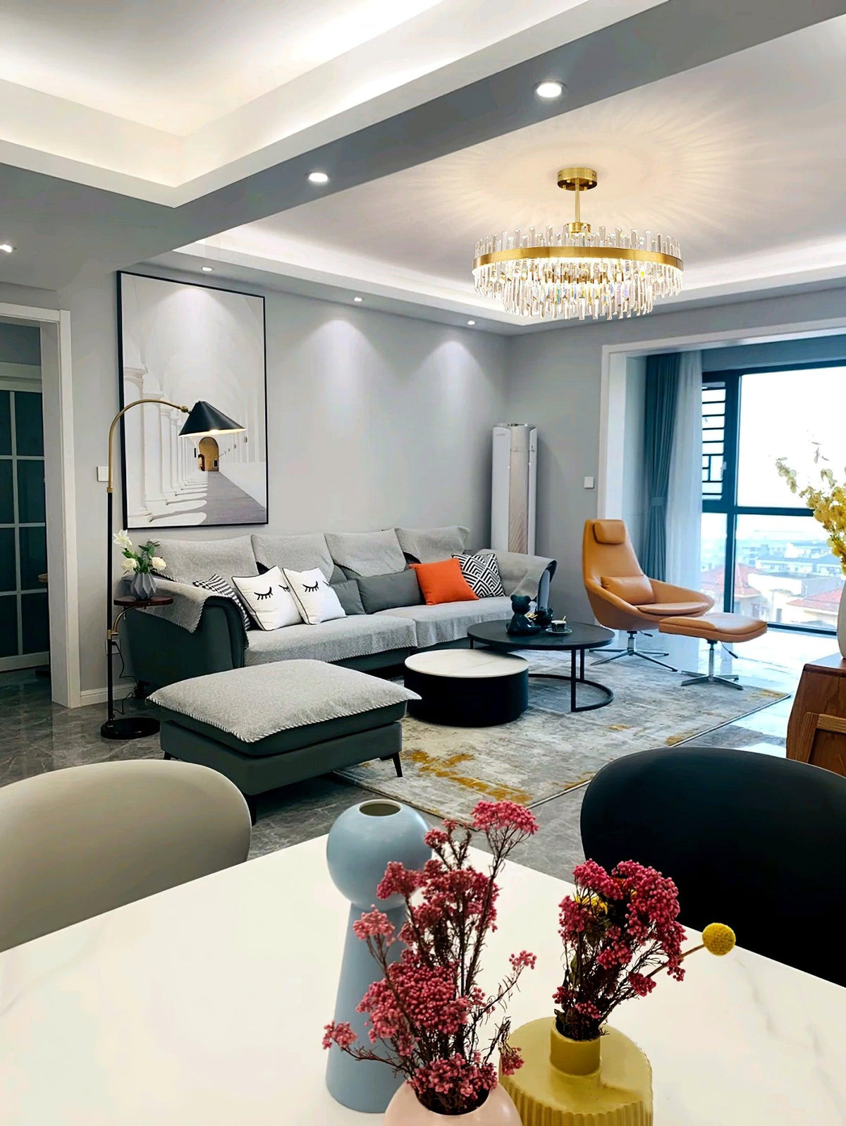 Lustre Bise en cristal et laiton – vue 17