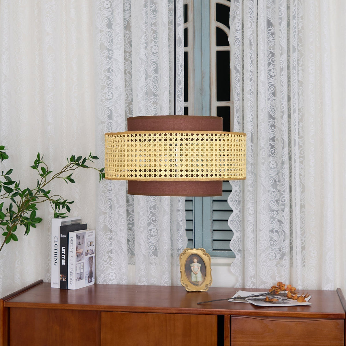 Suspension Beaune en rotin et tissu – vue 13
