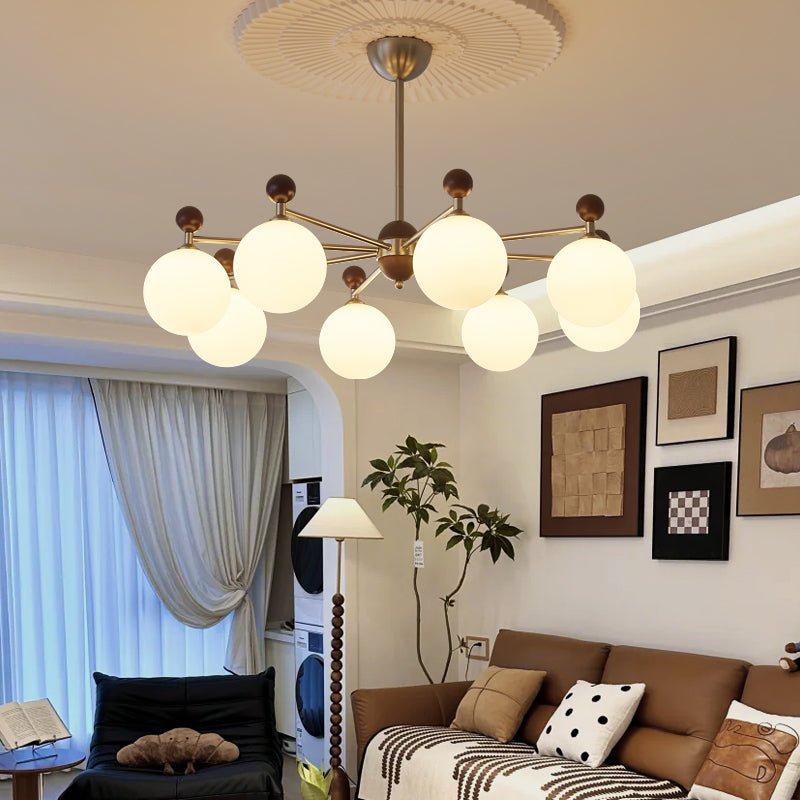 Lustre Caravelle en verre et bois – vue 2