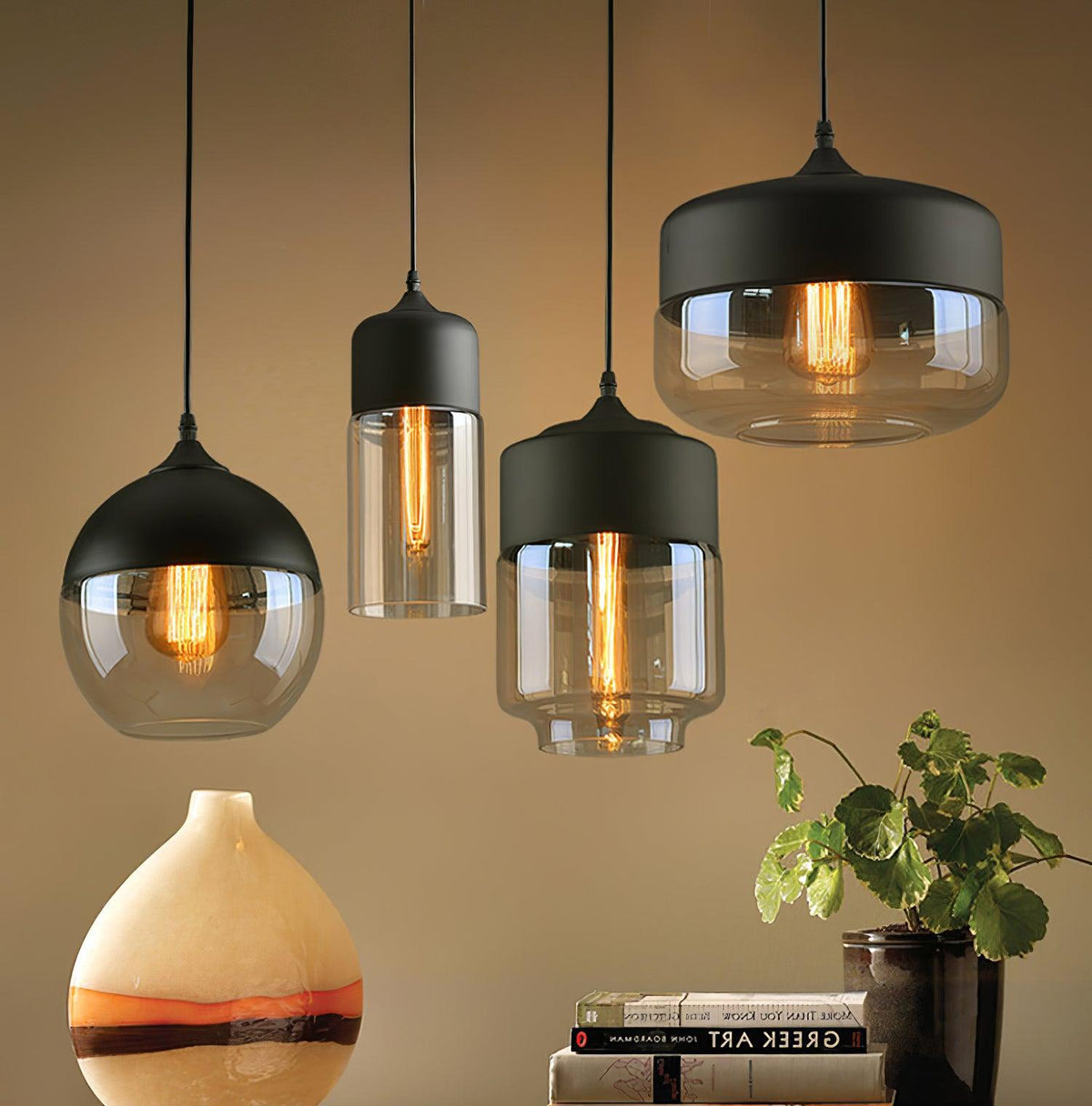 Suspension Térébinthe en verre et métal – vue 55