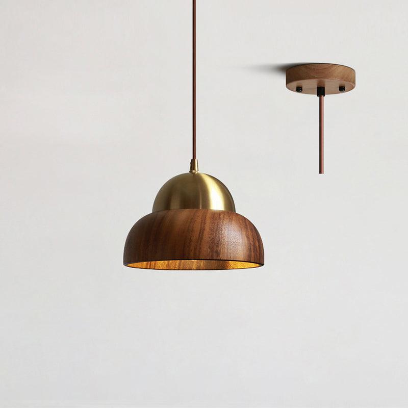 Suspension Pivoine en laiton et bois – vue 11