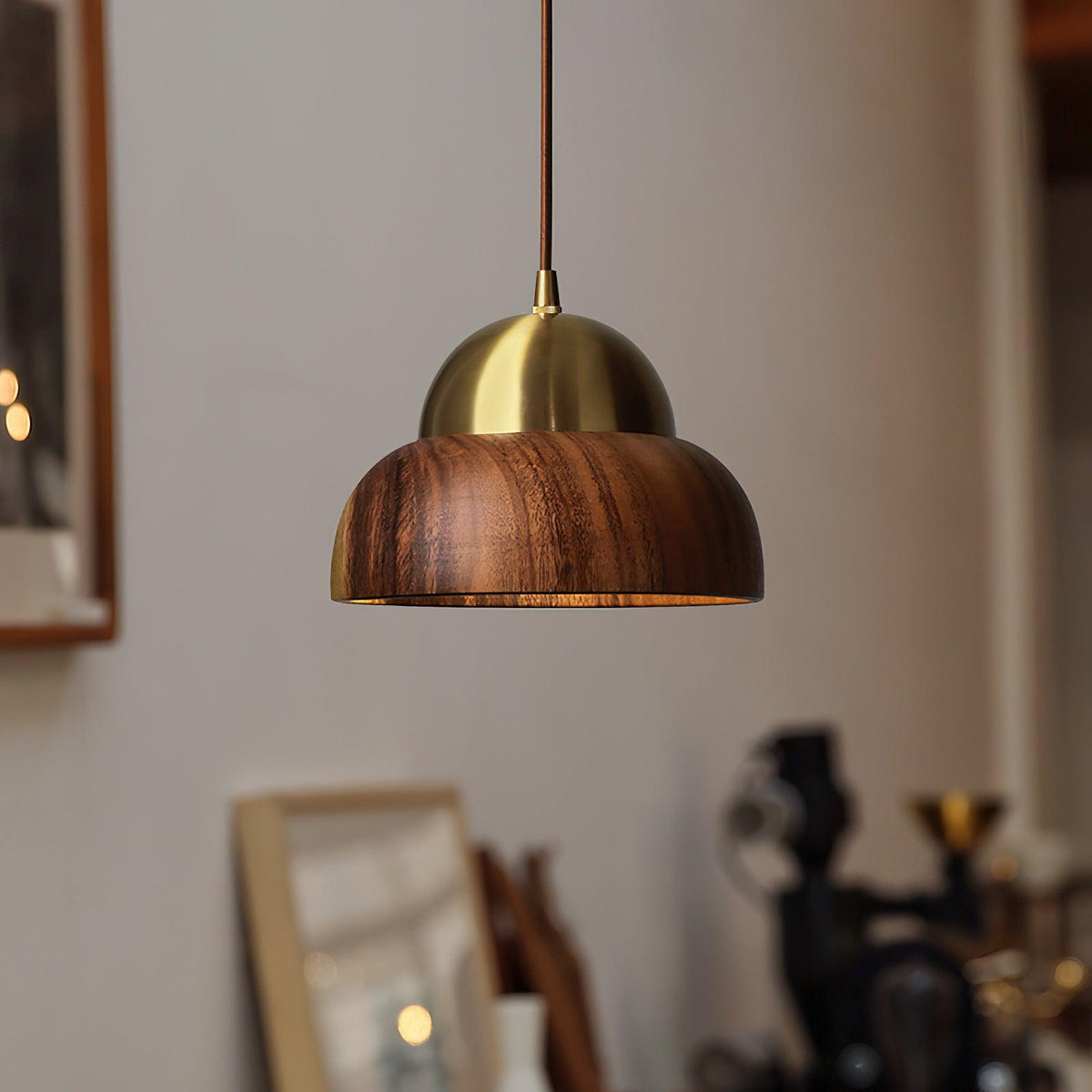 Suspension Pivoine en laiton et bois – vue 16