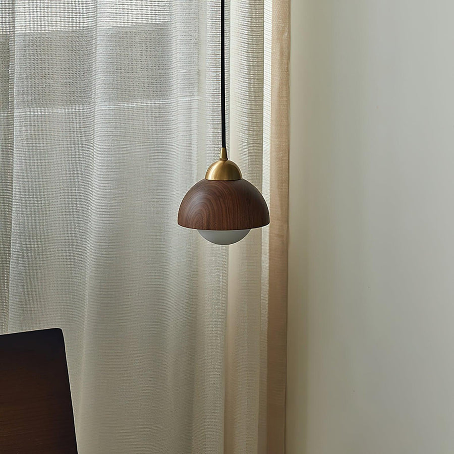 Suspension Pivoine en laiton et bois – vue 5