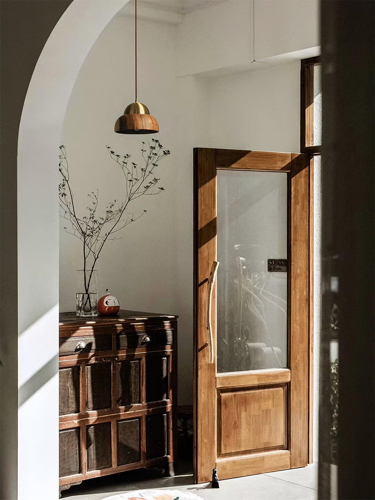 Suspension Pivoine en laiton et bois – vue 8