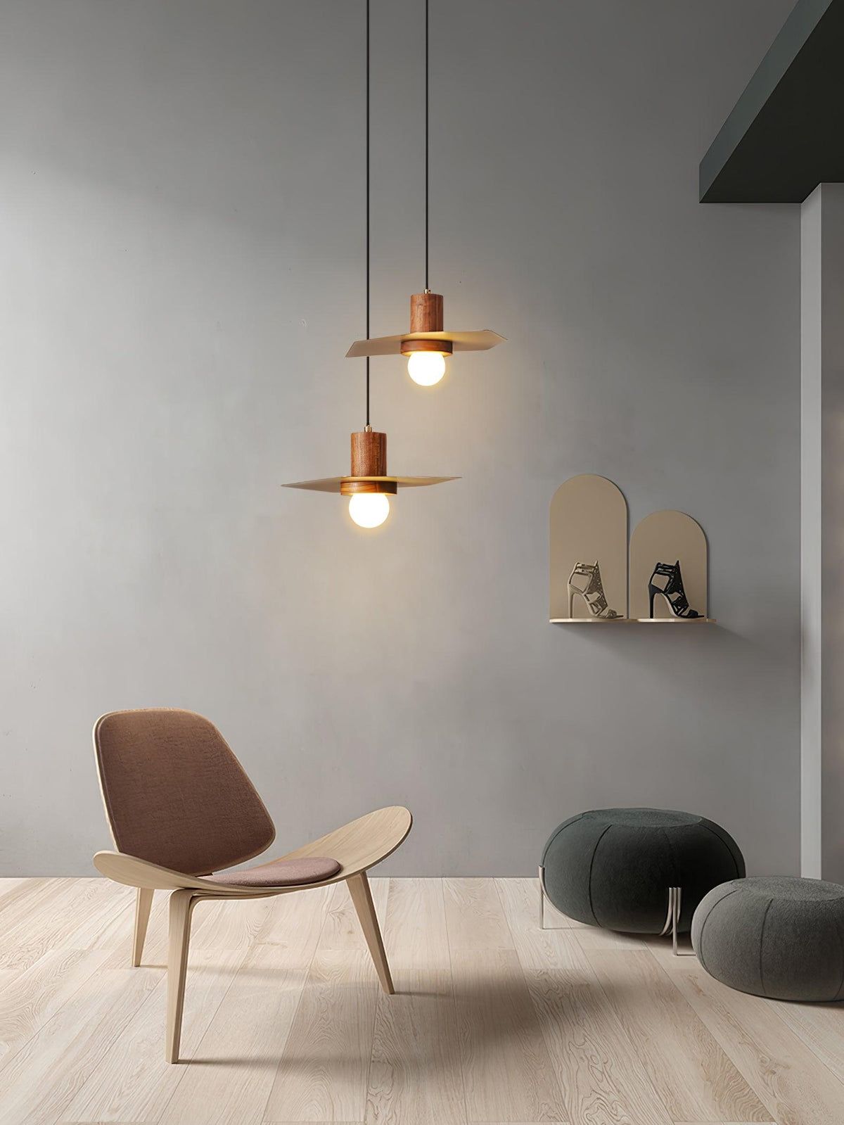 Suspension Hélice en bois et verre – vue 15