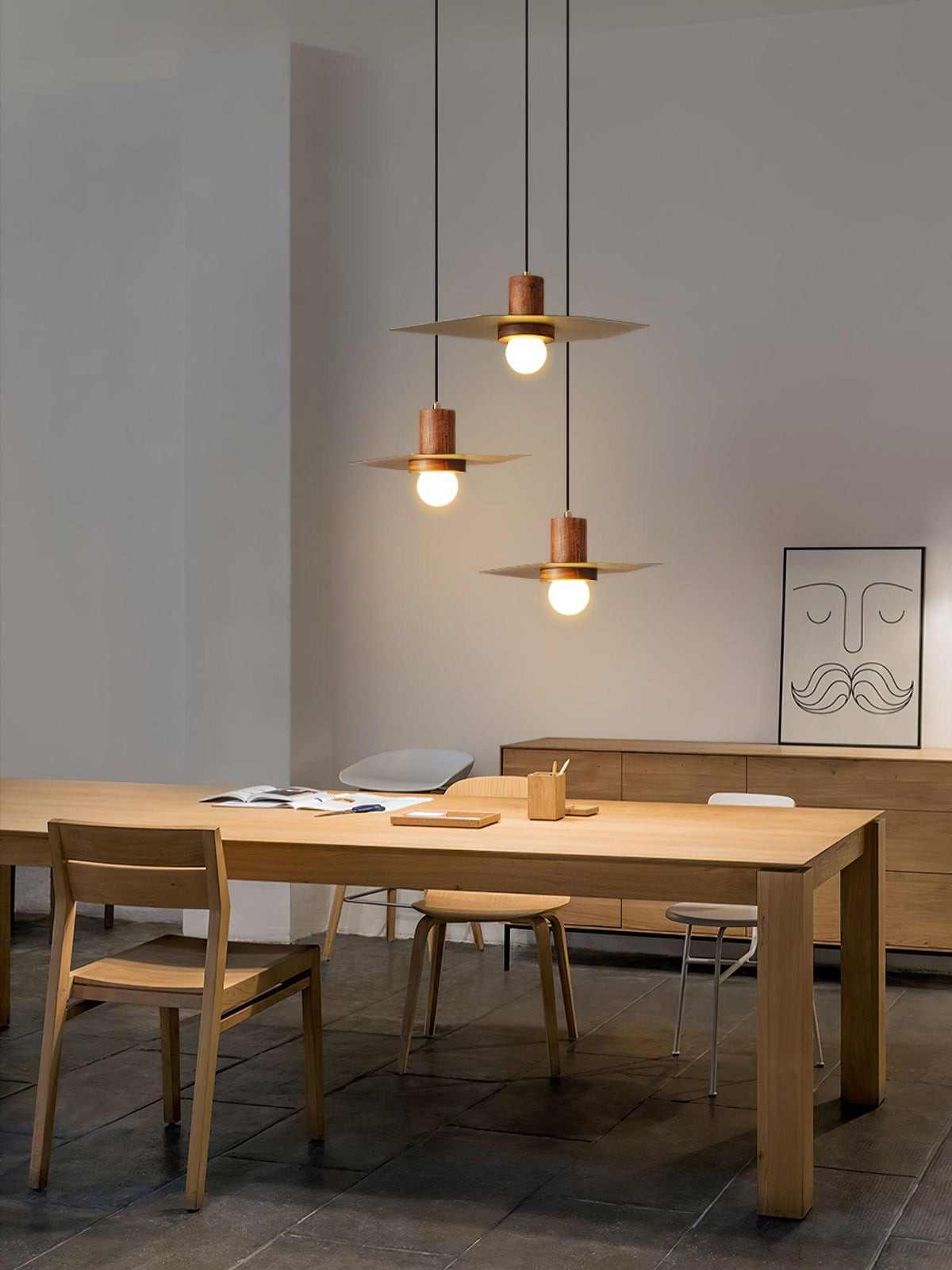 Suspension Hélice en bois et verre – vue 7