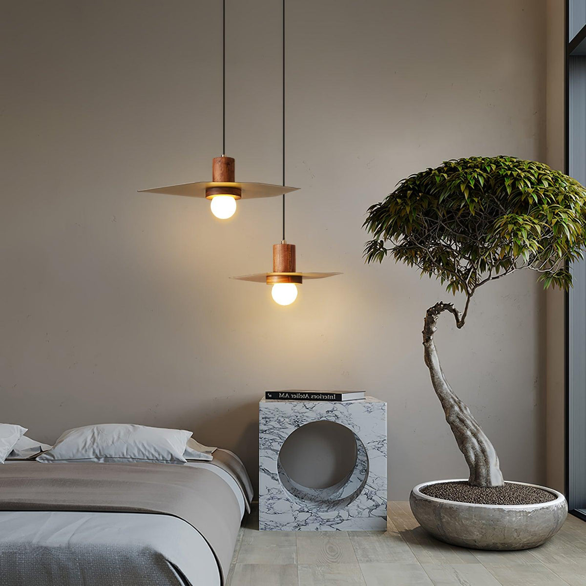 Suspension Hélice en bois et verre – vue 6