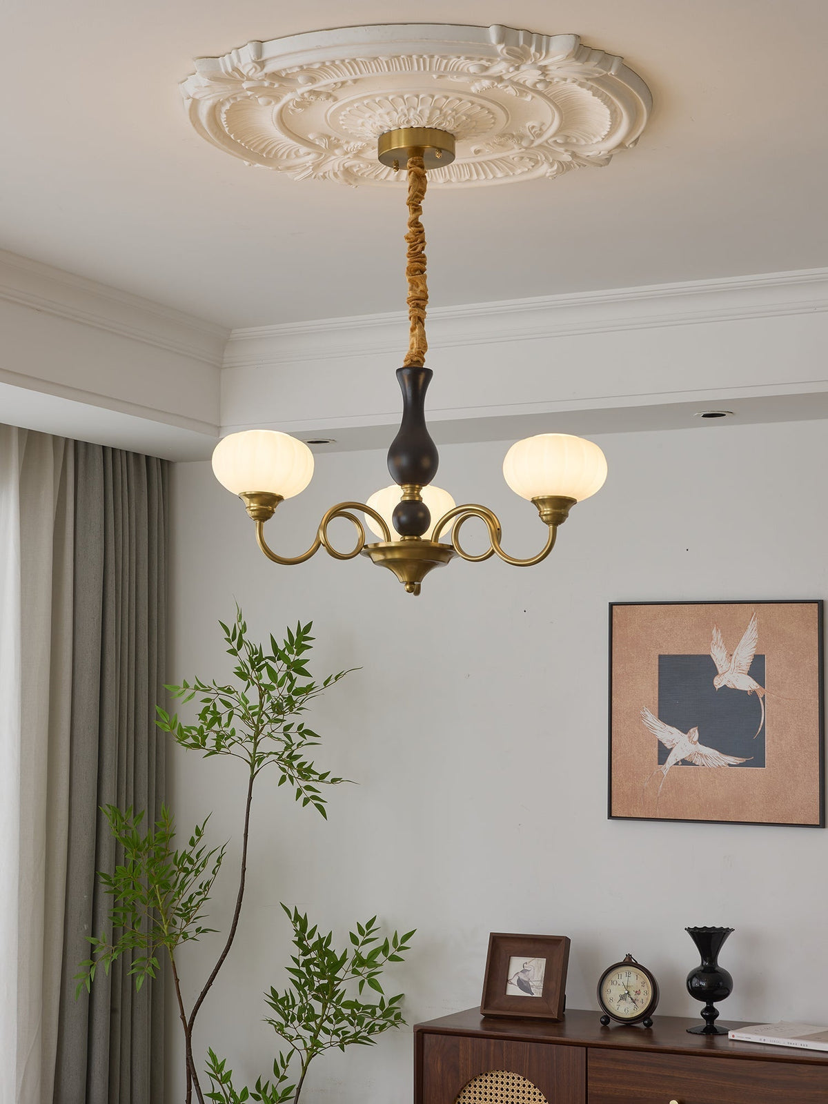 Lustre Ulysse en bois et verre – vue 6